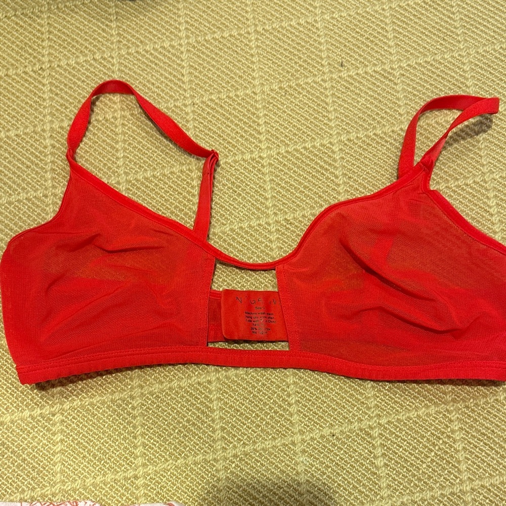 Negative Underwear Mesh Cutout Bralette (Two! One Red and one White)